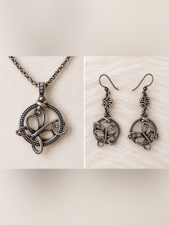 Brighton Jewelry - Vintage Y2K Brighton “Romance of Nature” Butterfly Pendant & Matching Earrings